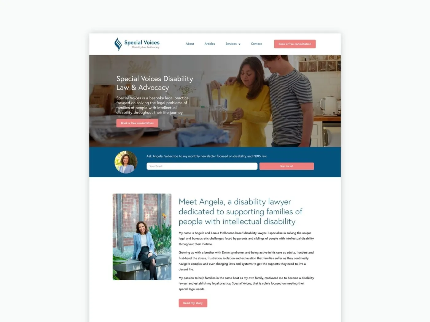 Special Voices disability law website, designed by SKCREATIVE