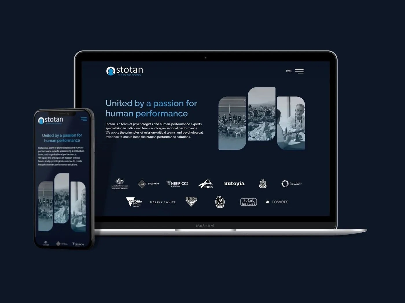 Stotan Group website on a laptop and phone, designed by SKCREATIVE